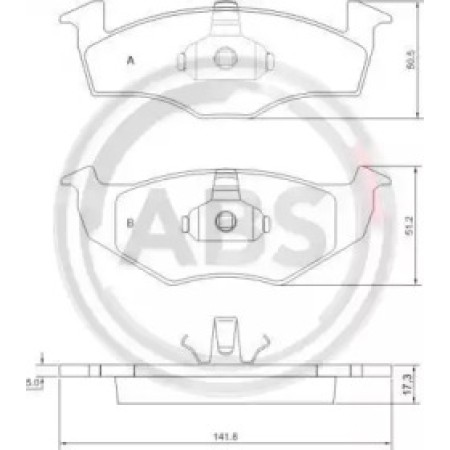 Передні гальмівні колодки A.B.S. для Skoda Fabia, Volkswagen Fox, Lupo, Polo (97-14) 36969