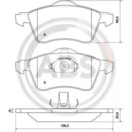 Передние тормозные колодки A.B.S. для Volkswagen T4 (96-03) (R15) 36986
