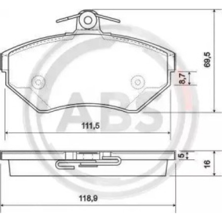 Передні гальмівні колодки A.B.S. для Volkswagen Caddy, Seat Cordoba, Volkswagen Golf, Seat Ibiza, Lupo (91-05) 37011