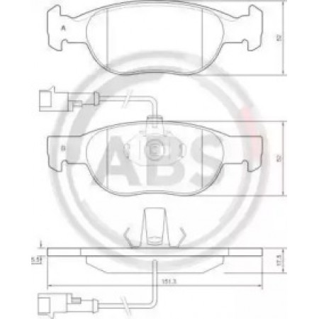 Передні гальмівні колодки A.B.S. для Fiat Bravo, Marea (96-02) (ATE) 37012