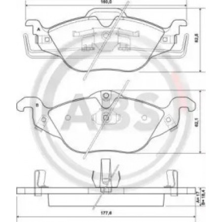 Задні гальмівні колодки A.B.S. для Opel Combo, Astra G, H (05-) 37065