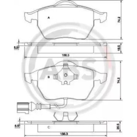 Передние тормозные колодки A.B.S. для Skoda Octavia, Volkswagen Bora, Golf (91-07) 37133