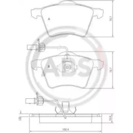 Передние тормозные колодки A.B.S. для VW T4 2.5TDI (96-03) (R15) 37141