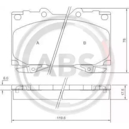 Передние тормозные колодки A.B.S. для Toyota Land Cruiser, Hilux VII, Lexus GX, Mitsubishi Pajero (01-15) (Sumitomo) 37231