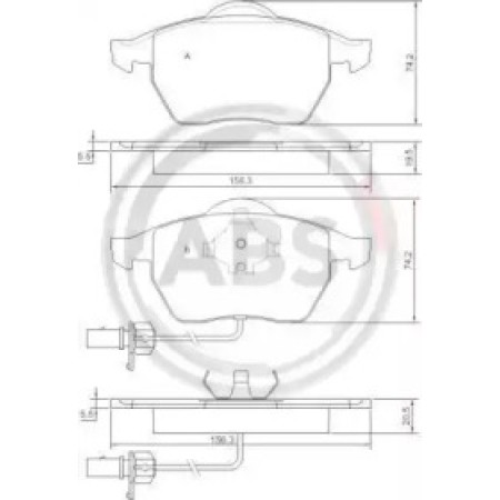 Передні гальмівні колодки A.B.S. для Volkswagen T4 (90-03) 37239