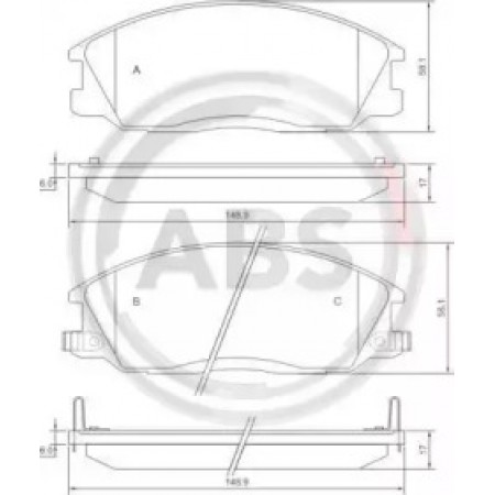 Передние тормозные колодки A.B.S. для SsangYong Rexton, Korando, Actyon, Kyron, Hyundai H100, Santa Fe (97-) 37242