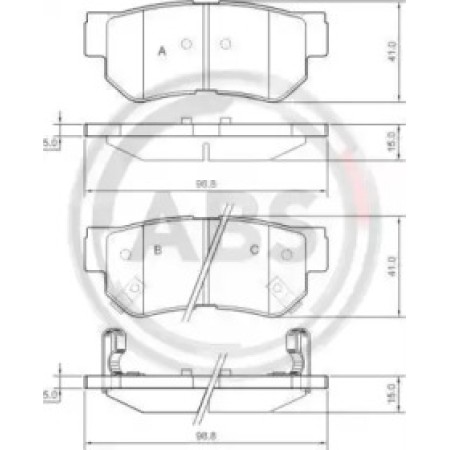 Задні гальмівні колодки A.B.S. для Hyundai Santa Fe, Sonata, Tucson, Kia Magentis, Sportage 37247