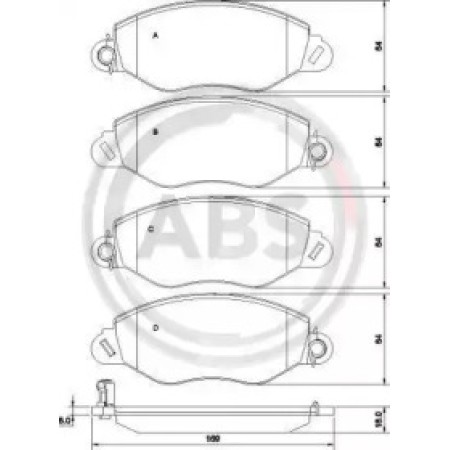 Передние тормозные колодки A.B.S. для Ford Transit V184 (00-06) (FWD) 37256