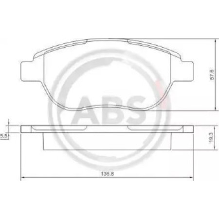 Передние тормозные колодки A.B.S. для Citroen Berlingo, Peugeot Partner, Fiat Doblo (03-) (137x57.3x19) 37273