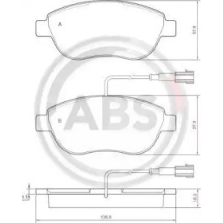 Передние тормозные колодки A.B.S. для Citroen Berlingo, Peugeot Partner, Fiat Doblo (03-) (с датчиком) 37282