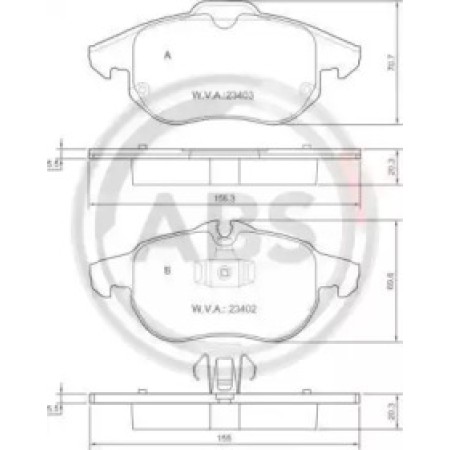 Передні гальмівні колодки A.B.S. для Opel Vectra C (02-) 37300