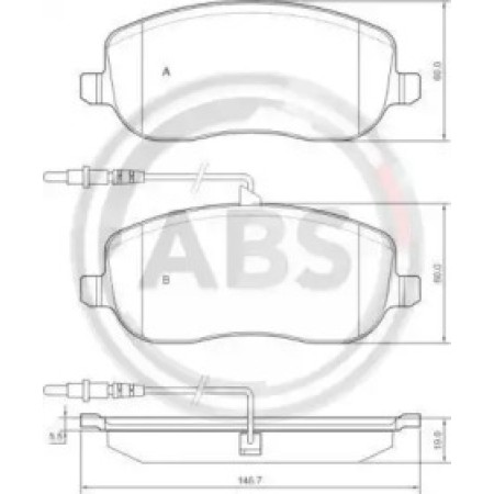Передние тормозные колодки A.B.S. для Fiat Jumpy, Peugeot Expert, Citroen Scudo (00-06) (Lucas) 37329