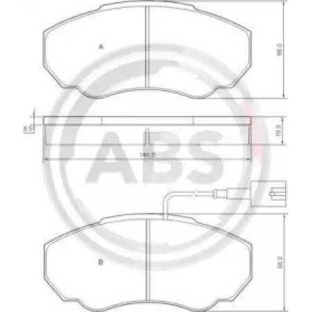 Передні гальмівні колодки A.B.S. для Fiat Ducato, Citroen Jumper, Peugeot Boxer (02-06) (1.4t) 37331