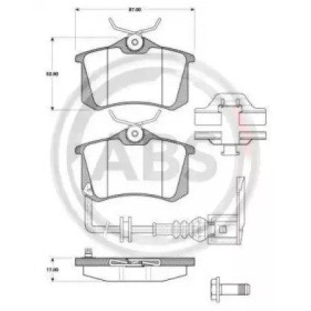Задние тормозные колодки A.B.S. для Volkswagen Caddy III, Caddy IV, Passat, Audi A4, A6 (Lucas) 37334