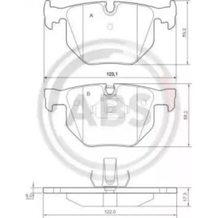 Задние тормозные колодки A.B.S. для BMW 3 E46, 7 E38, X5 E53 (94-11) (ATE) (122x58.2x17.3) 37348