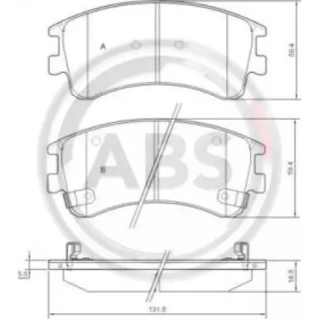 Передні гальмівні колодки A.B.S. для Mazda 6 (02-07) 37381