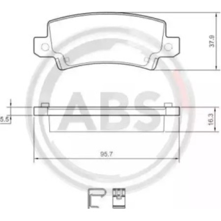 Задні гальмівні колодки A.B.S. для Toyota Corolla (00-07) (TRW) (37.9x95.7x16.3) 37406