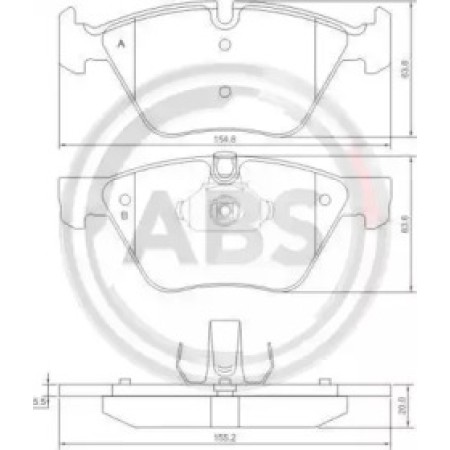Передние тормозные колодки A.B.S. для BMW 3 E90, 1 E81 (04-13) (ATE) (154.8x63.6x20) 37409