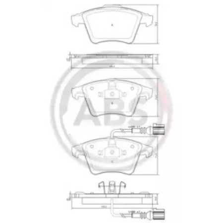 Передні гальмівні колодки A.B.S. для VW T5 (03-15) (R16) 37416