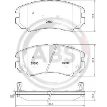 Передні гальмівні колодки A.B.S. для Hyundai Sonata, Kia Magentis (01-) 37423