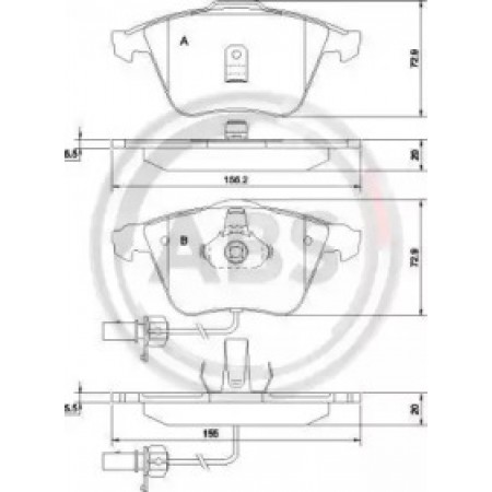 Передні гальмівні колодки A.B.S. для Audi A4, A6, A8 (00-) 37425