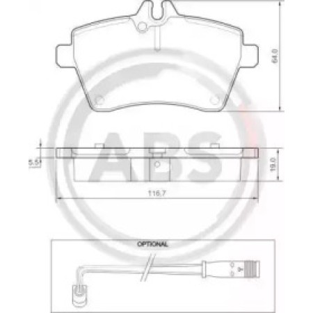 Передні гальмівні колодки A.B.S. для Toyota Yaris, Mercedes W169, W245 (04-) 37456