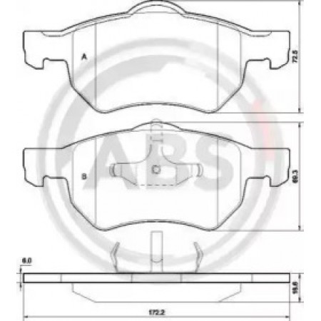 Передні гальмівні колодки A.B.S. для Chrysler Voyager, Grand Voyager, Dodge Caravan, Grand Caravan (00-08) 37469