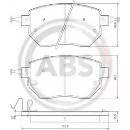 Передние тормозные колодки A.B.S. для Infiniti Q60, QX50, Q70, Nissan Navara, Qashqai, Murano, Pathfinder (05-) 37504