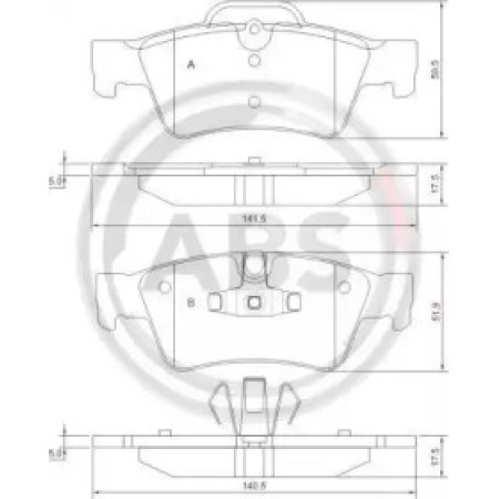 Задние тормозные колодки A.B.S. для Mercedes W251, W164, W463, W209 (05-14) 37509