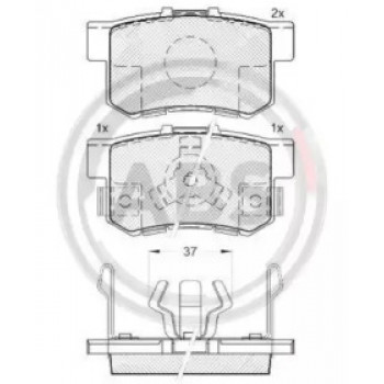 Тормозные колодки зад. Civic 98-/Accord 90-03 (Akebono) (47,8x88,9x14,5) (37510)