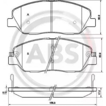 Передні гальмівні колодки A.B.S. для Hyundai Santa Fe (06-12) (Mando) 37522