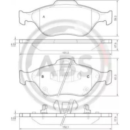 Передние тормозные колодки A.B.S. для Toyota Yaris (05-11) (ATE) 37546