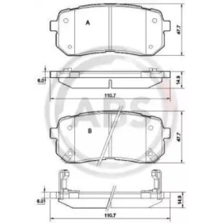 Задние тормозные колодки A.B.S. для Hyundai H-1 (08-) (Mando) 37619