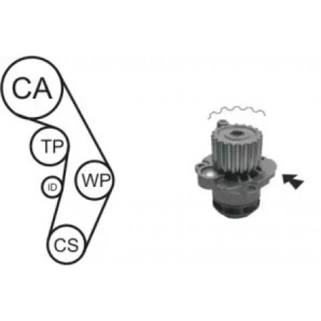 Комплект ГРМ + помпа VW Caddy III 1.9/2.0SDi 04-/VW T5 1.9TDi 03- (помпа 1776) WPK-177603