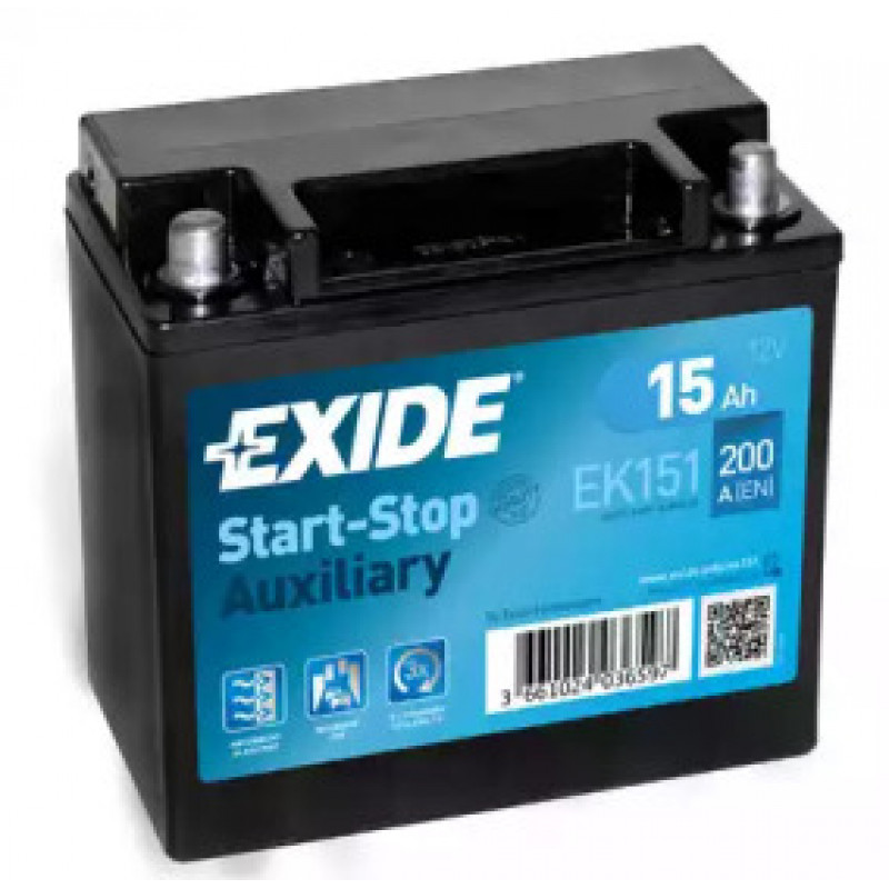 Аккумуляторная батарея 15Ah/200A (150x90x145/+L) (Start-Stop/вспомогательная) (EK151)