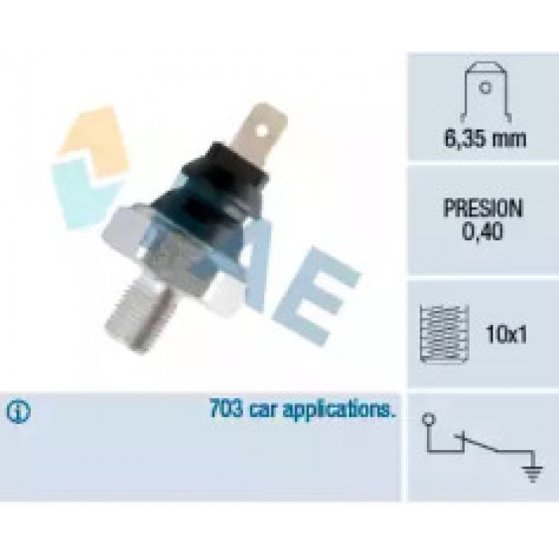 Датчик давления масла VW T4/LT (M10x1) (0.40 bar) (черный) 11070
