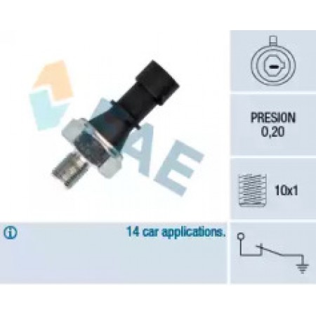 Датчик давления масла Opel Astra H/Vectra C/Corsa D 1.7-3.0 6V CDTi 05- (M10x1) (0.2 bar) 12438