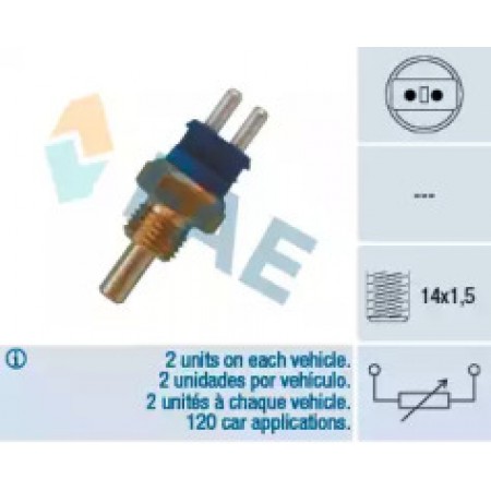 Датчик температуры охлаждающей жидкости MB OM602 93-03 (2 конт.) (синий) 32580