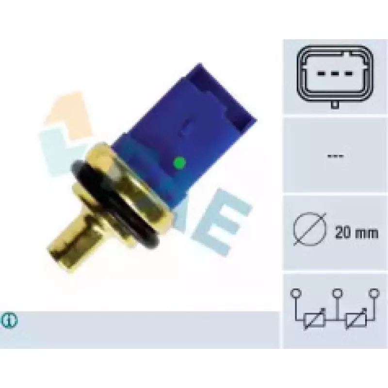 Датчик температуры охлаждающей жидкости Citroen Berlingo/Jumper 2.0/2.2HDi 99- (3 конт.) (синий) 33790