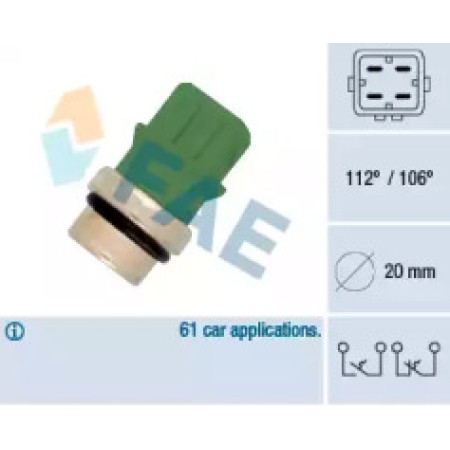 Датчик температуры охлаждающей жидкости VW LT 2.5TDI 96-06/T4 1.9D-2.5TDI 95-03 (4 конт) (106-112°С) 35590
