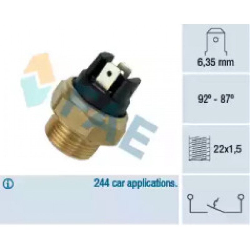 Датчик включения вентилятора VW LT 2.4D 78-92 (2 конт.) (92-87°C) 37310