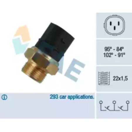 Датчик включения вентилятора VW Caddy II 1.4-1.6 95-04 (3 конт.) (102-91/95-84°C) 38180