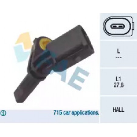 Датчик ABS (передний) VW T5 1.9-3.2 03-/Caddy III 1.4-2.0TDi 04-15 (R) 78064
