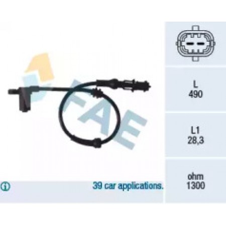 Датчик ABS (передний) Opel Combo 1.2-1.7DTi 01- (490mm) 78077