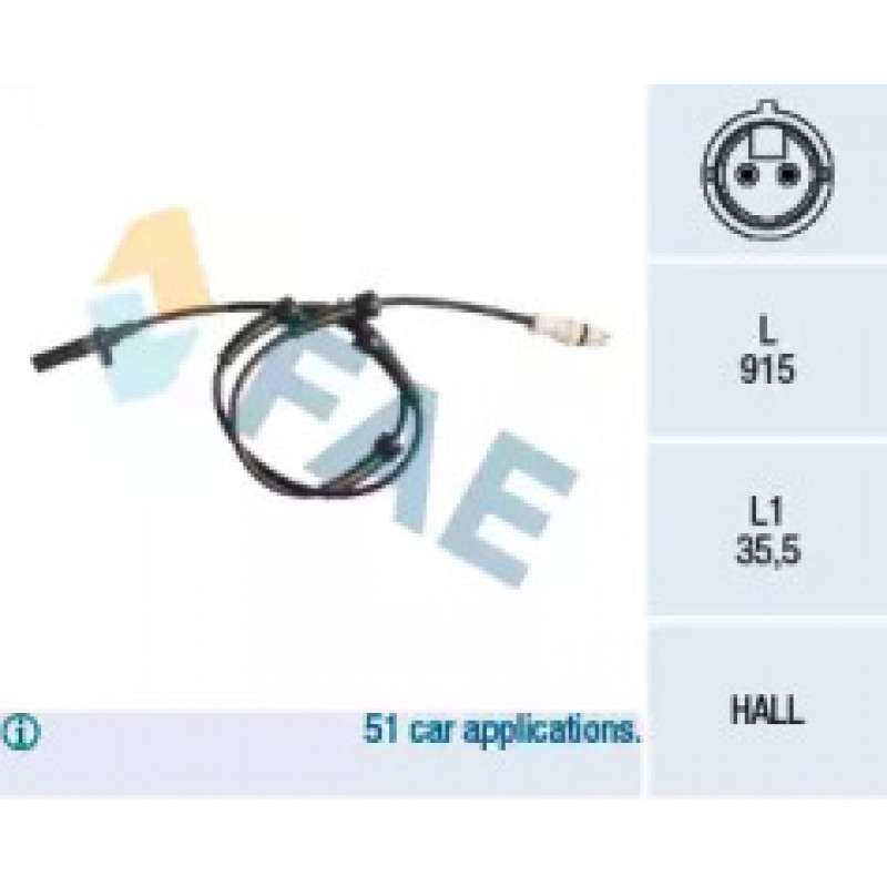 Датчик ABS (задний) Opel Vivaro/Renault Trafic 1.9/2.5CDTI 01- (915mm кабель) 78178