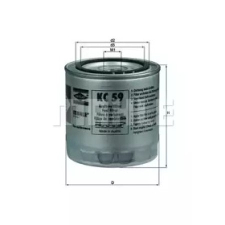 Фильтр топливный Mazda 626/E2200 2.0-2.5D 83-03 KC 59