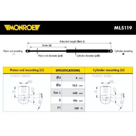 Амортизатор багажника (ML5119) MONROE