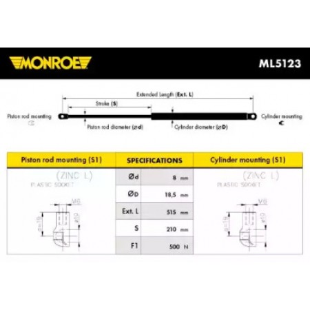 Амортизатор багажника VW PASSAT (ML5123) MONROE