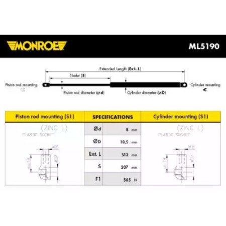 Амортизатор багажника (ML5190) MONROE