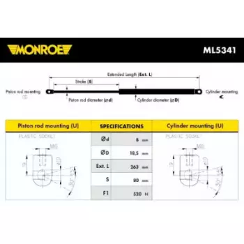 Амортизатор багажника OPEL VECTRA C (ML5341) MONROE